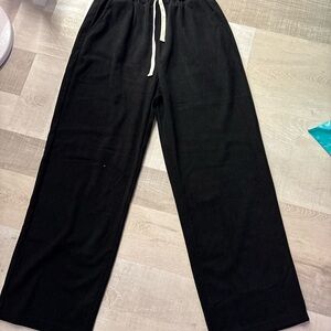 Black Lounge Pants with Drawstring